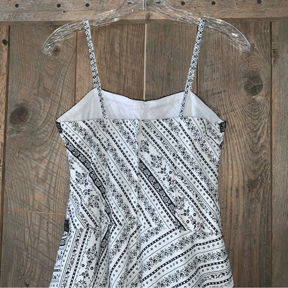 Women’s 3 Vintage MY MICHELLE White Black Floral Spaghetti Strap Sundress EXC - Picture 6 of 16